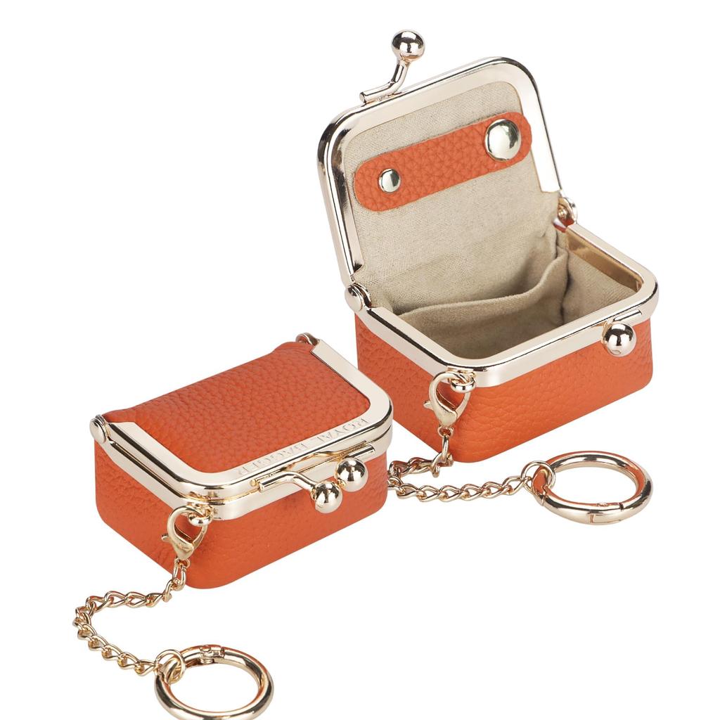 Royal Bagger Genuine Leather Mini Jewelry Box Women's Coin Purse Solid Color Kiss Lock Change Pouch Casual Style Small Storage Bag for Women 1894
