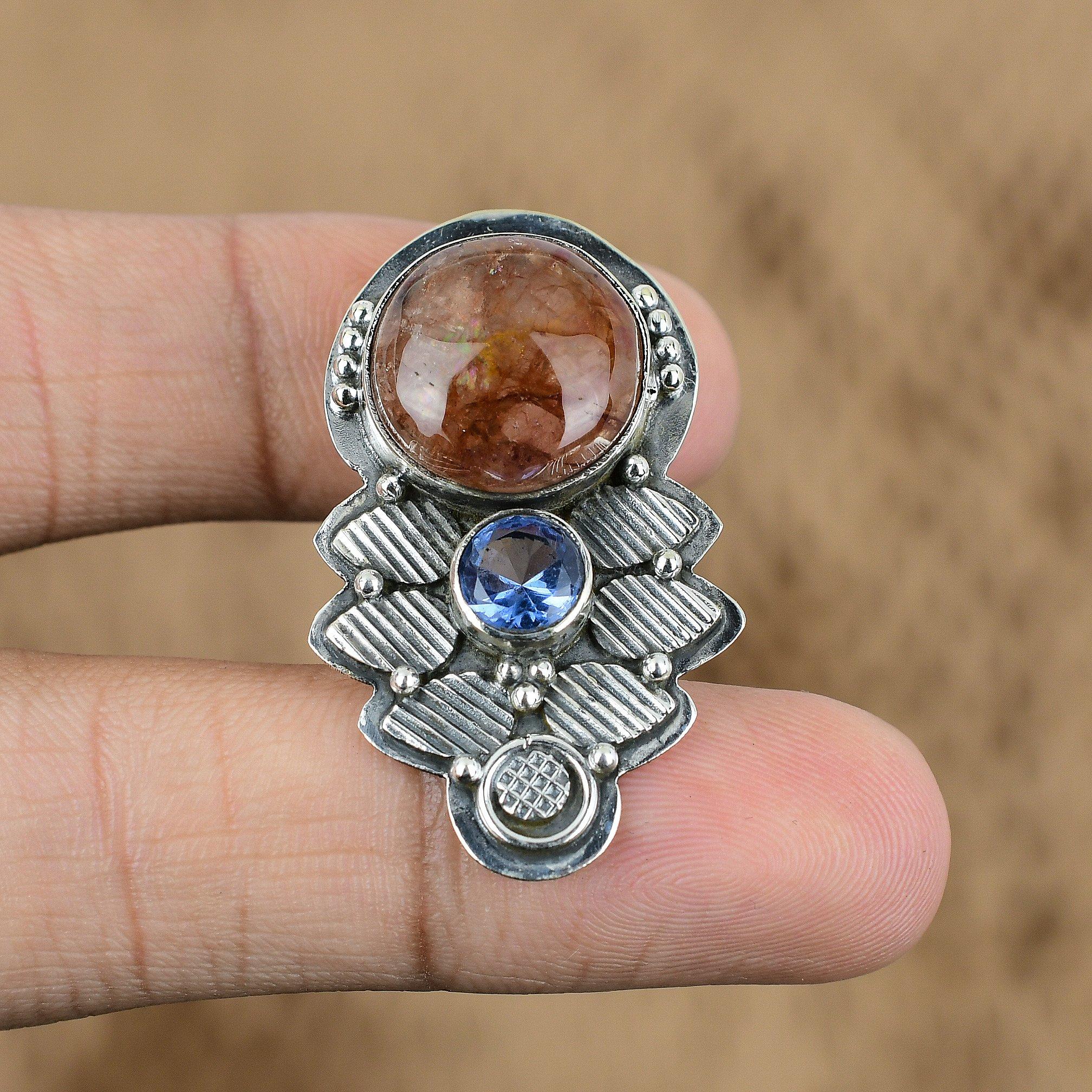 

Birthday Gift For Her Natural Elestial Quartz Gemstone Pendant 925 Silver