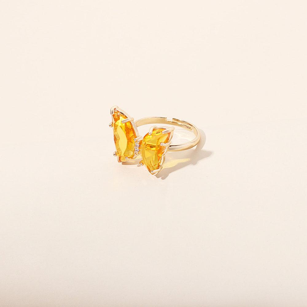 Women Candy Color Transparent Simple Style Open Ring Butterfly Finger Ring Gift For Women Jewelry