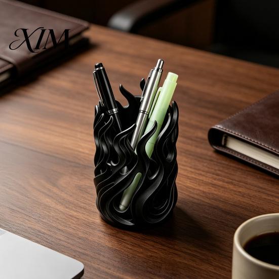Decorative Pen Stand for Studio Flame Shape Holder, 3D Printed Hollow Pencil Cup, Painting Brush Storage Holder Desktop Organizer Makeup Brush,