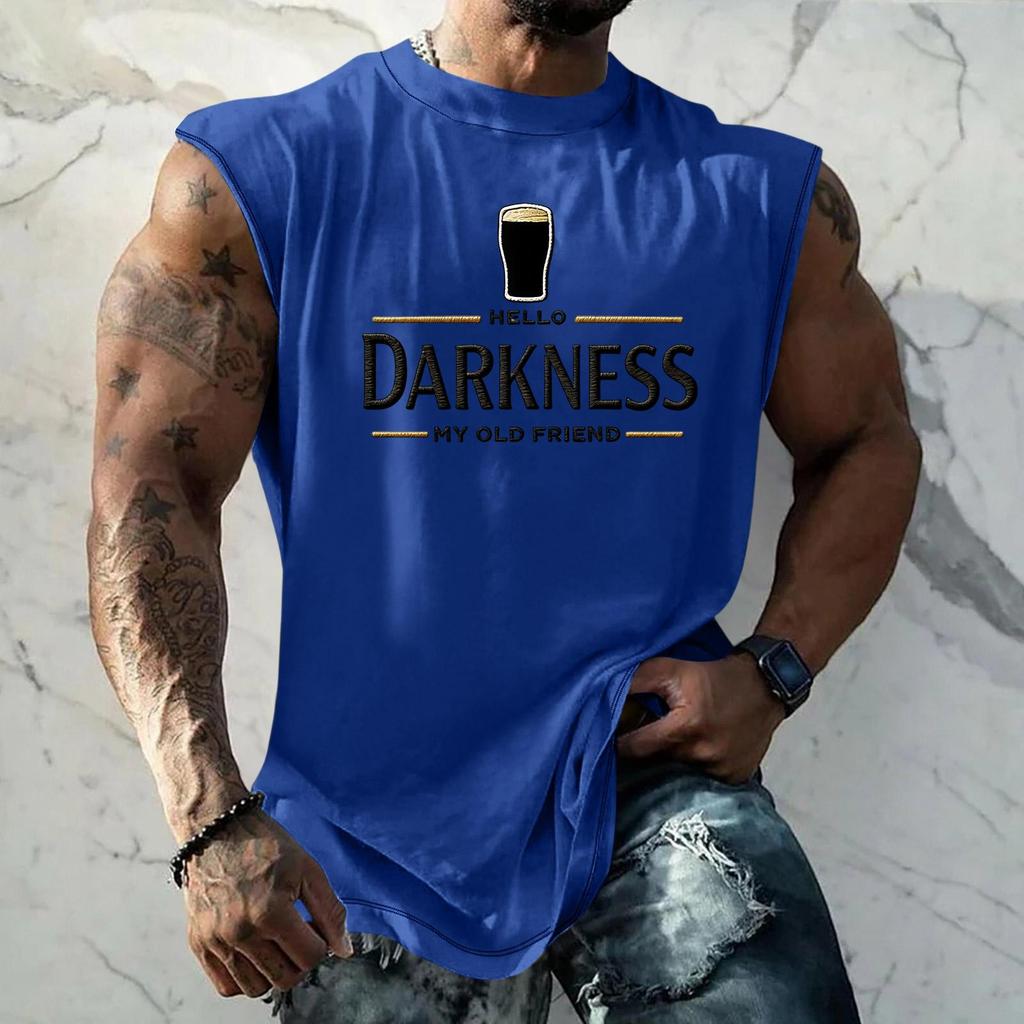 Men Sleeveless Tank Top Muscle Shirt with Beer Graphic Print Casual Summer Vest Lightweight Cotton Blend Comfortable Fit