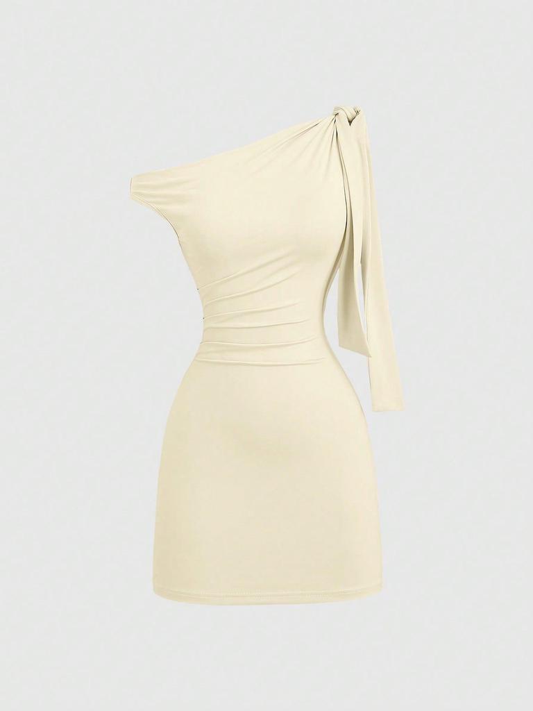 Damska Modna Sukienka Bodycon z Jednym Rękawem, Bez Rękawów, Łatana