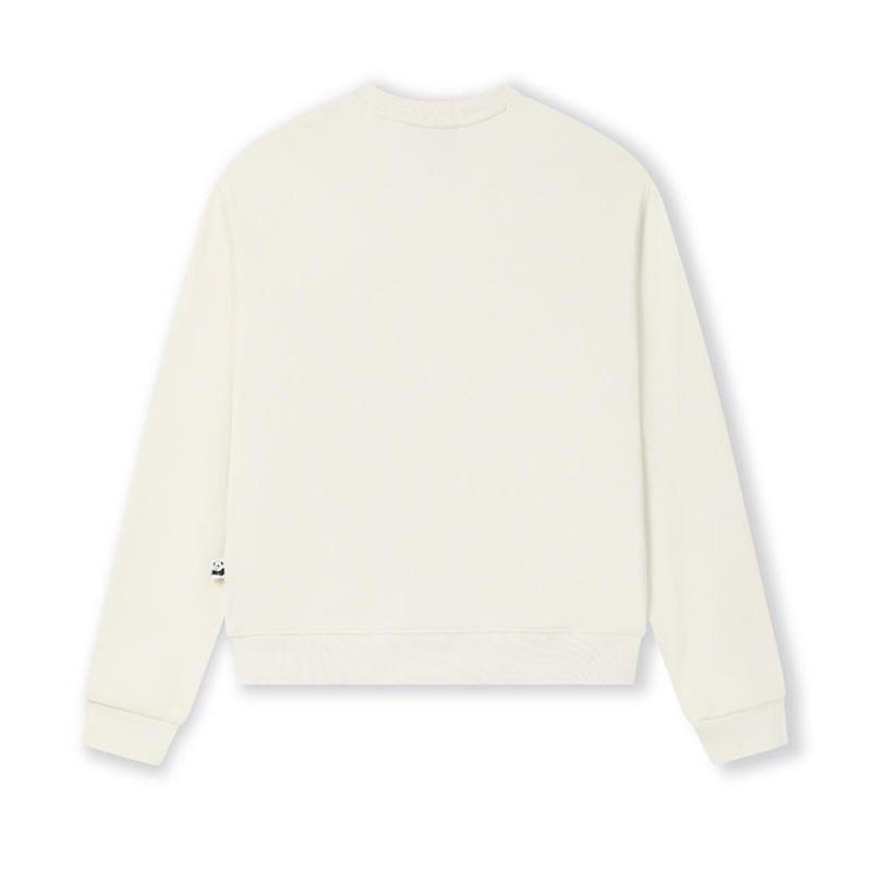 FILA HERITAGE Panda Embroidery Trendy Casual Versatile Crew Neck Pullover Sweatshirt Women Vapor White F51W538201FIV