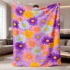1pc Cozy Colorful Floral Print Flannel Blanket | Soft, Warm, Versatile for Sofa, Bed, Car, Office, Camping, All-Season Home Decor Gift, Travel Blanket