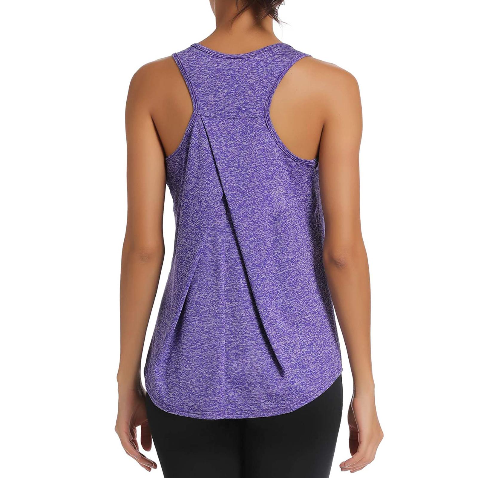 

Модный женский однотонный свободный и дышащий спортивный жилет без рукавов с круглым вырезом L фиолетовый