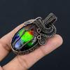 Tri Color Labradorite Pendant, Handmade Gemstone Pendant, 999 Copper Wire Wrapped Pendant Antique Jewelry, For Engagement Gift