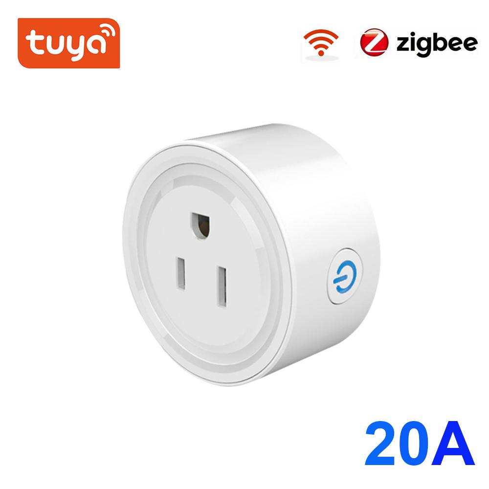 Zigbee Smart Plug 20A, régua de energia americana, mini tomada sem fio com monitor de energia, compatível com Alexa, Google Home e Tuya Hub