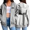 Womens Zipper Cardigan Hooded Sweatshirt Printing Outfits Fashion Casual Jogging Top Clothing Lady Versatile Sport Coat