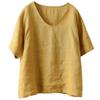 Damen Retro Baumwolle Leinen Übergröße Kurzarm Top - Schlankmachend, Vielseitig, Einfarbiges Freizeit-T-Shirt