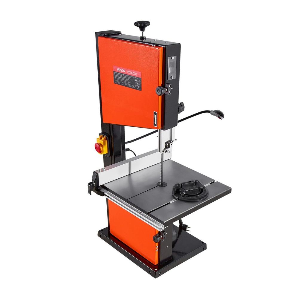 Bandsäge, 254 mm, Zweigeschwindigkeits-Tischbandsäge mit 373W 1/2 PS Motor, 160 mm max. Schnitthöhe, 335 x 340 mm Gusseisentisch, mit 360° Arbeitsleuchte,