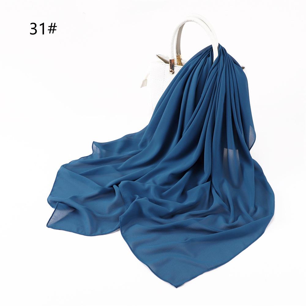 110*110CM Square Pearl Chiffon Hijabs Scarf Plain Solid Color Headwraps Muslim Women's Khimar Headscarf 45 Colors