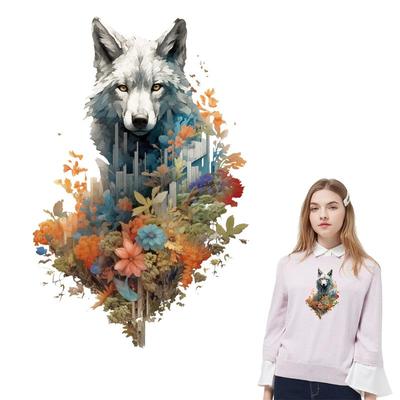 Thermische Aufkleber Weißer Wolf DIY Heißpresse Applikationen Parches Ropa Hoodies T-Shirt Kleidung Aufkleber Aufnäher für Kleidung