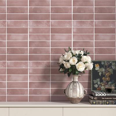 VaryPaper Tile Stickers Wall Decals Wallpaper Stickers Removable Wallpaper Sheets Pink 3D Interior Decor Set Brick Pattern Tile Sheets Mosaic Tiles