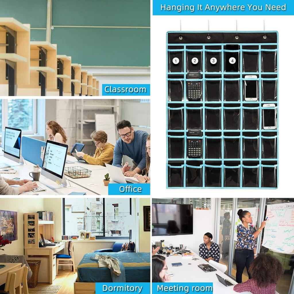 KEEPJOY Classroom Pocket Chart Organizer,Cell Phones Calculator Holder for Classroom Storage, Hanging Wall Door Calculator Phone Caddy for Classroom.