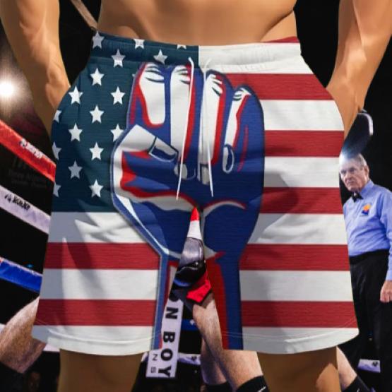 USA America United States Flag Muay Thai Boxing Kickboxing Shorts 3D Print Training Unisex Men Women Quick Dry Fitness Gym Sport Workout