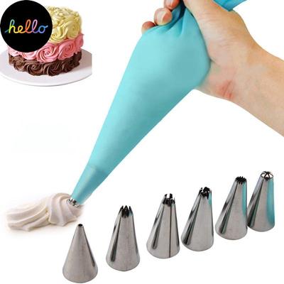 8 Teile/satz Silikon Zuckerguss Spritzbeutel Creme Spritzbeutel + Edelstahl Düse Set DIY Kuchen Dekorieren