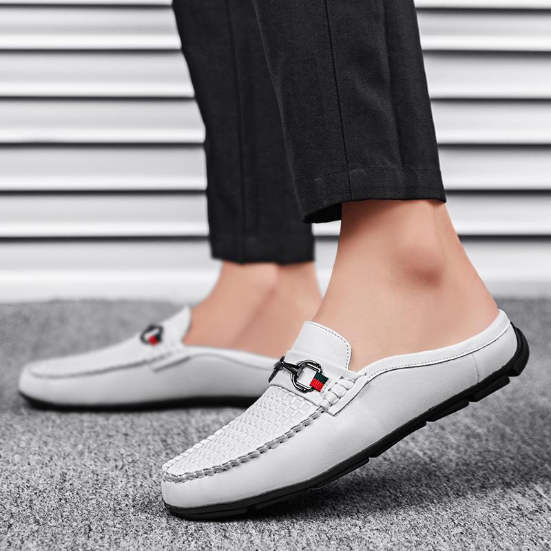 Módní pánské nazouvací ležérní vycházkové boty Nový přírůstek Pánské poloviční pantofle Nové pohodlné měkké pantofle Kožené módní volnočasové vycházkové boty