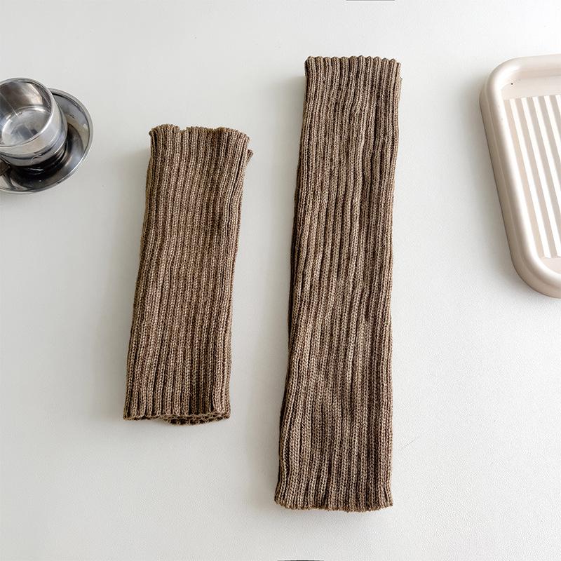 Socks Cover Stacking Socks Horizontal Machine Knitted Wool Solid Color Vertical Strip Leg Warmer Y2K Winter Leg Guard Socks