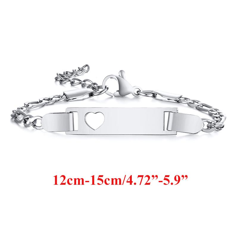 

Customize Bracelets,Engrave Name Date,Anti Allergy Stainless Steel Heart Charm,Custom Anniversary Gift Blank Bar