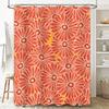 Handmade Shower Curtain Floral Design, Orange Color, Waterproof Fabric, Room Decoration Customizable Size 36x72 inches for Bathr