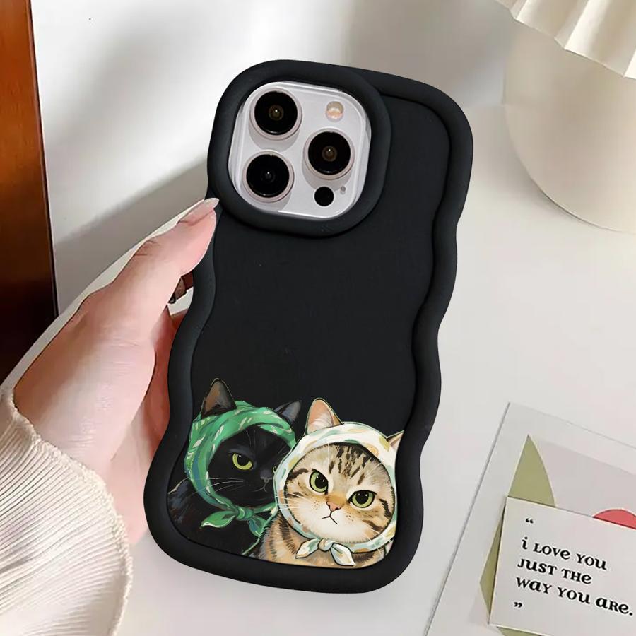 Case for iPhone 12 XR 16 Pro Max 11 8 14 13 17 Air 15 Plus Soft Phone Cover Cute Cat