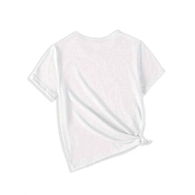European sizes Girls' Short Sleeve T-Shirt - Soft Round Neck Casual Summer Blouse Top with Random Print Patterns