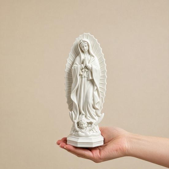 Virgin Mary Statue, Religious Resin Sculpture, Blessed Holy Mother Figurine for Catholic Home Desk Decor