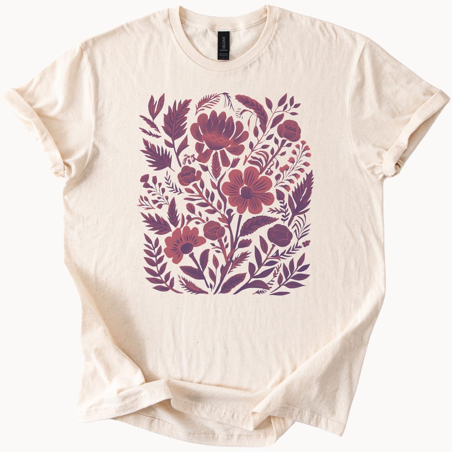Floral Garden Graphic Tee Wildflower Botanical Flowers Nature Art Shirt Hand Drawn Aesthetic Print 160