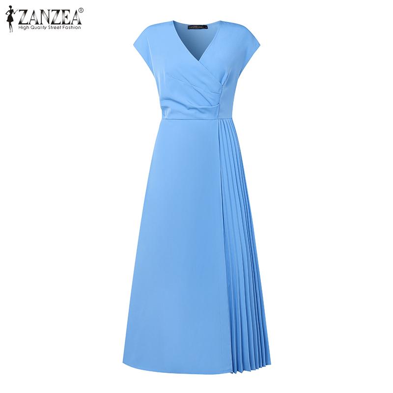 ZANZEA Women Summer Casual V-Neck Sleeveless Slim Dress