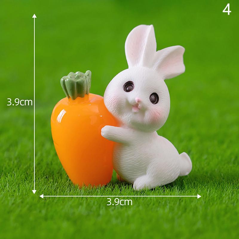 

Мини-мультяшный кролик морковка микро-ландшафтные фигурки настольные украшения садоводство животные смола аксессуары для дома пасхальный орнамент 4