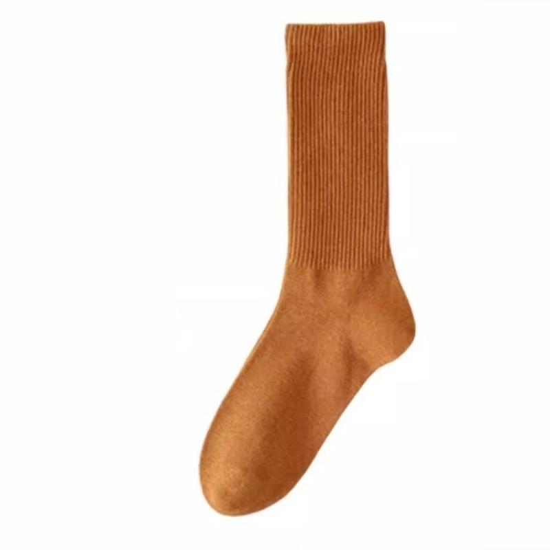 Women's Spring and Autumn Pure Cotton Anti Odor and Antibacterial Boneless Sweat Absorbing Mid Calf Sports Socks