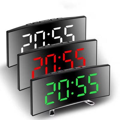 LED Curved Screen Luminous Electronic Clock Mirror Clock Living Room Large Screen Alarm Clock Home Decoration