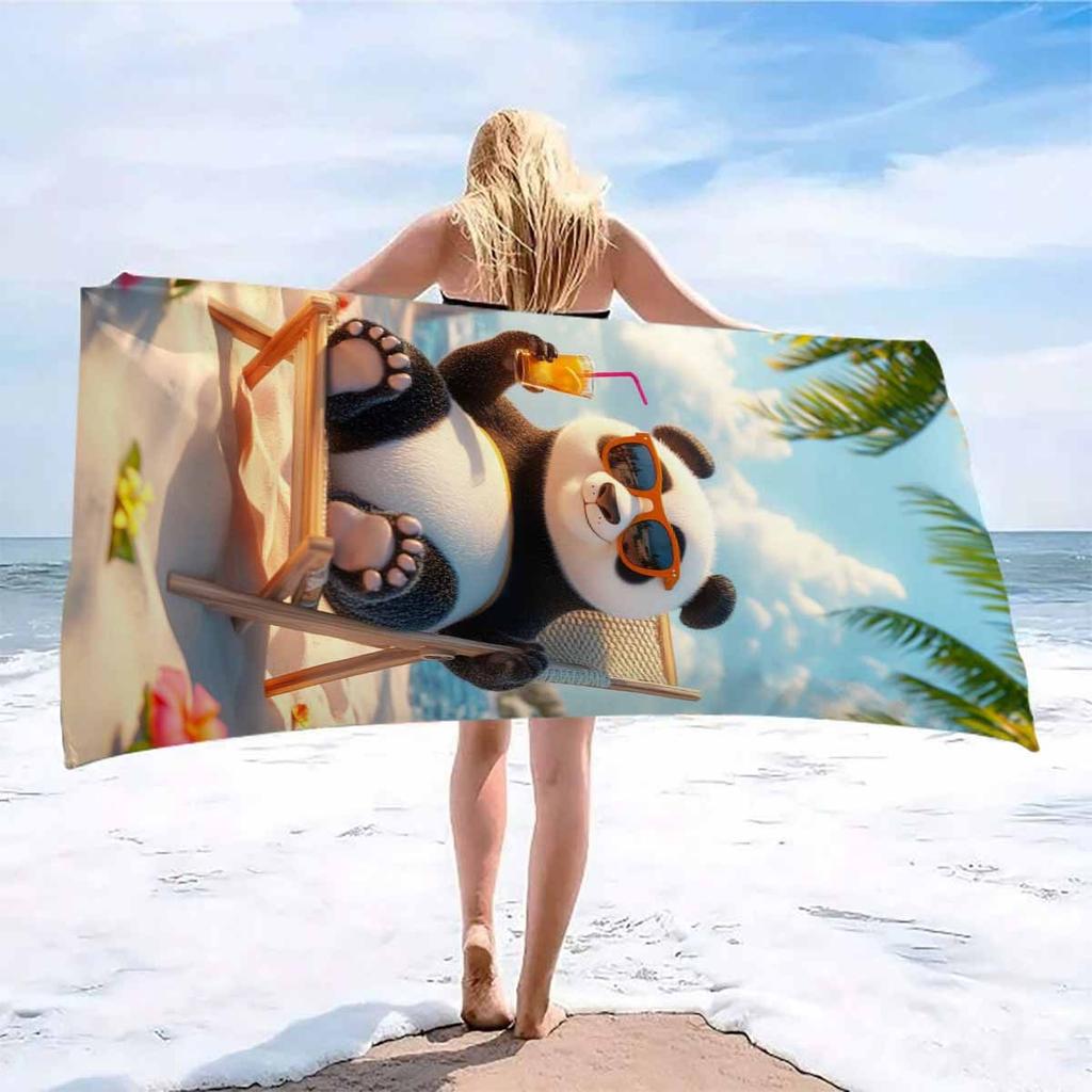 Chill Panda Beach Bath Towel - Soft, Super Absorbent & Fun Design for Everyday Use & Perfect for Relaxing Spa Moments