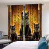 2Pcs Egyptian Mysterious Black Cats Print Curtain Room Decor Versatile Room Use Suitable For Living Room Dining Room Bedroom