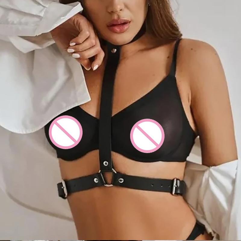Sexy Body Harness Women Garter Belt Bdsm Leather Lingerie Fetish Tight Garter