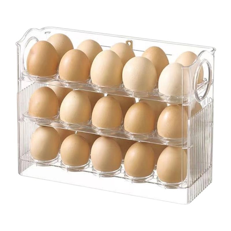 Practical Flipping Eggs Holder For Refrigerator Clear Plastic Food Storage Box Automatic Flipping Eggs Dispenser чистый