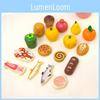 Kids Kitchen Toy Set With Wooden Fruits Vegetables Bread For Role Fun Playing