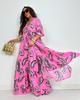 2025 Autumn New Women's Lapel Print Medium and Long Top Wide-leg Pants Two-piece Set
