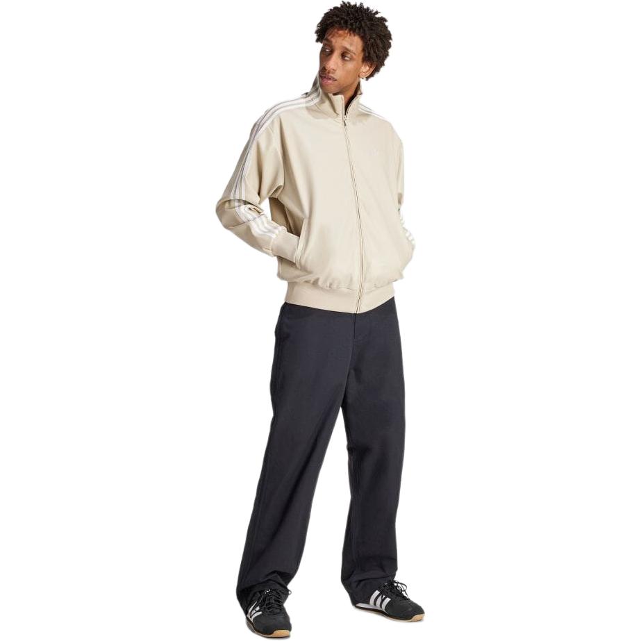 adidas Originals Adicolor Serie Drie Strepen Opstaande Kraag Ritssluiting Logo Synthetisch Leer Jas Mannen Jas Beige IZ4036