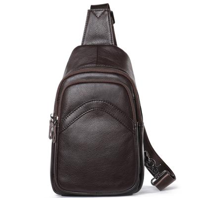 Men's Chest Bag Genuine Leather Crossbody Bag Men's Large Capacity Headlayer Cowhide Fashionable Sports Shoulder Bag