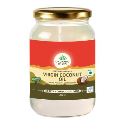 ORGANIC INDIA Virgin Coconut Oil 250ml Pack of 1 Cold-Pressed High-Quality Cooking and Skincare Oil