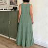 Women's Fashionable Loose-Fit Sleeveless Cotton-Linen Blend Shirt Dress
