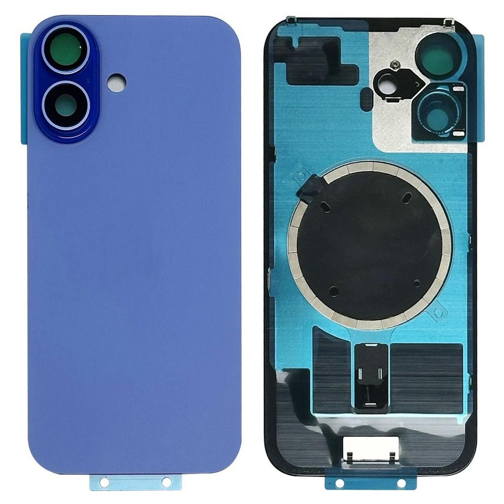 For iPhone 16 Batterihus med Brakett+Kameralinsebeskyttelse+Magnetisk Ring Reservedel