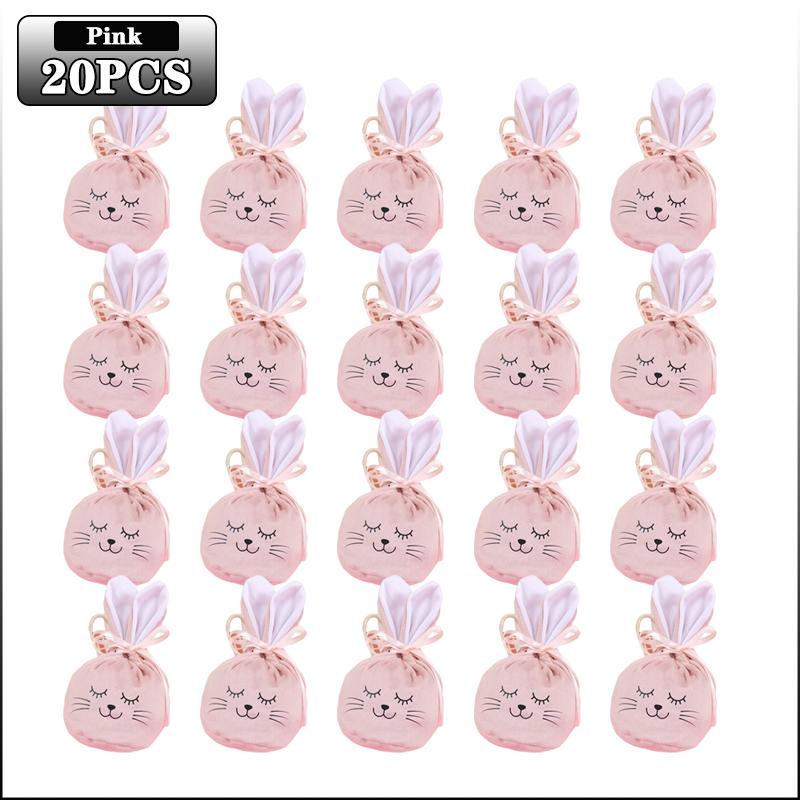 Easter Bunny Drawstring Gift Bags with Bunny Ears for Kids Holiday Party Favor Easter Rabbit Gift Bags and Holiday Decorations