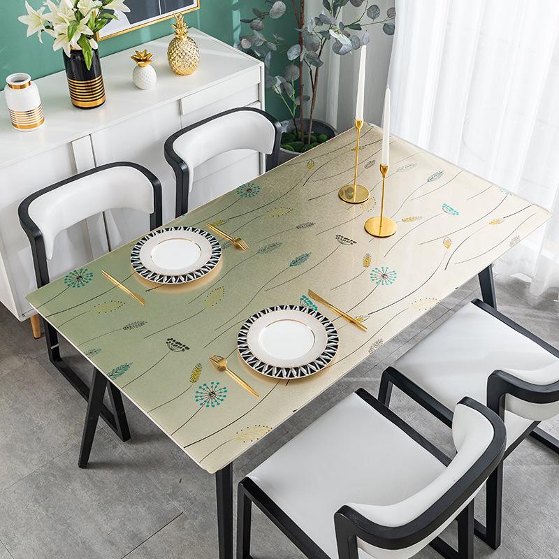 Modern Simple Pvc Waterproof, Oil-Proof And Anti-Scalding Leave-In Tablecloth Coffee Table Cloth Dining Table Mat Soft Glass Internet Celebrity