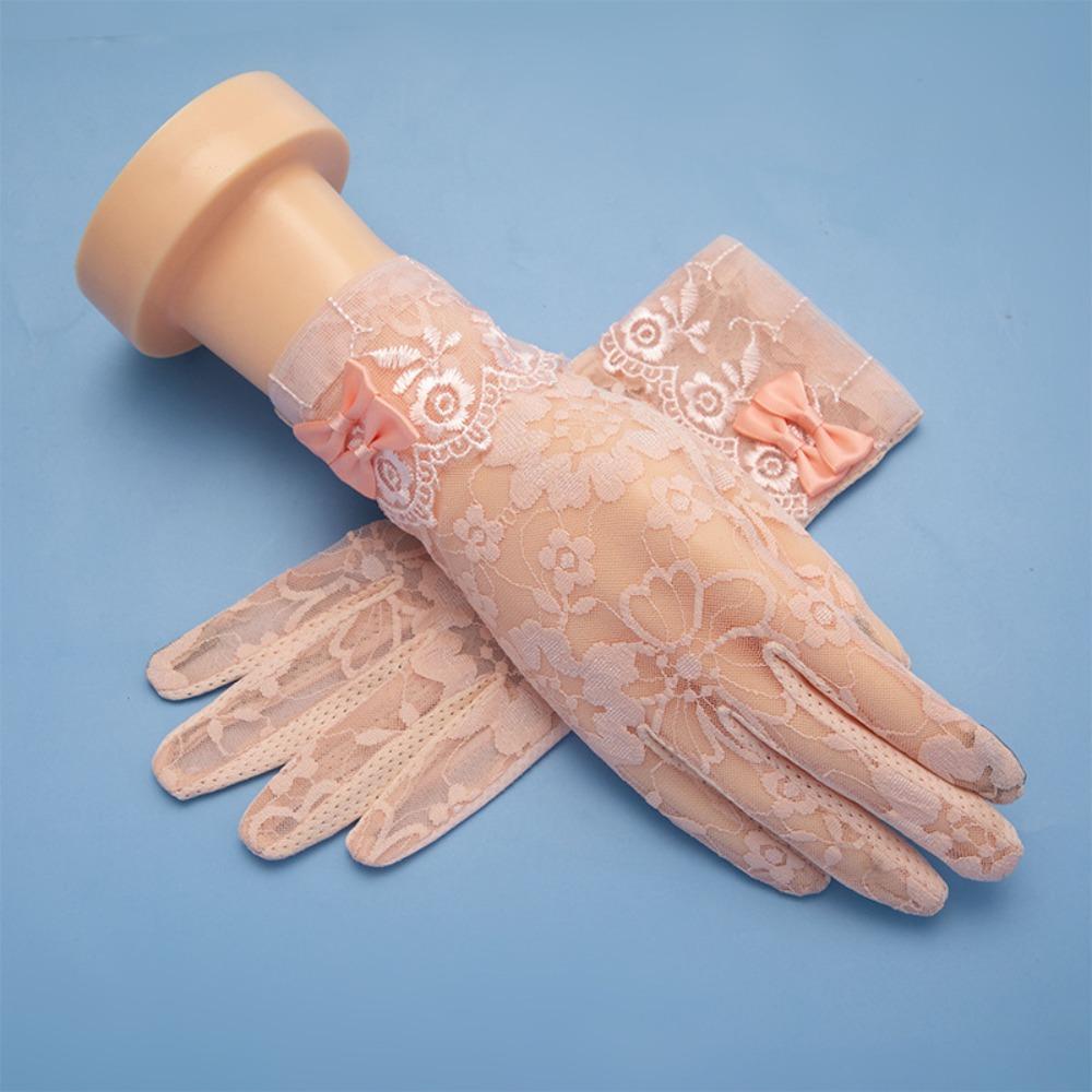 Lace Sunscreen Gloves Anti-Slip Touch Screen Gloves Elegant Ice Silk Glove  Outdoor