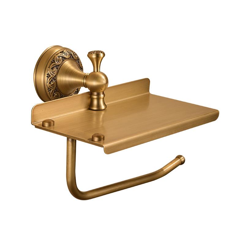 Antique Brass Toilet Paper Holder Wall Mount Brushed Gold Toilet Tissue Holder with Cell Phone Storage, Antique Bronze EL86W