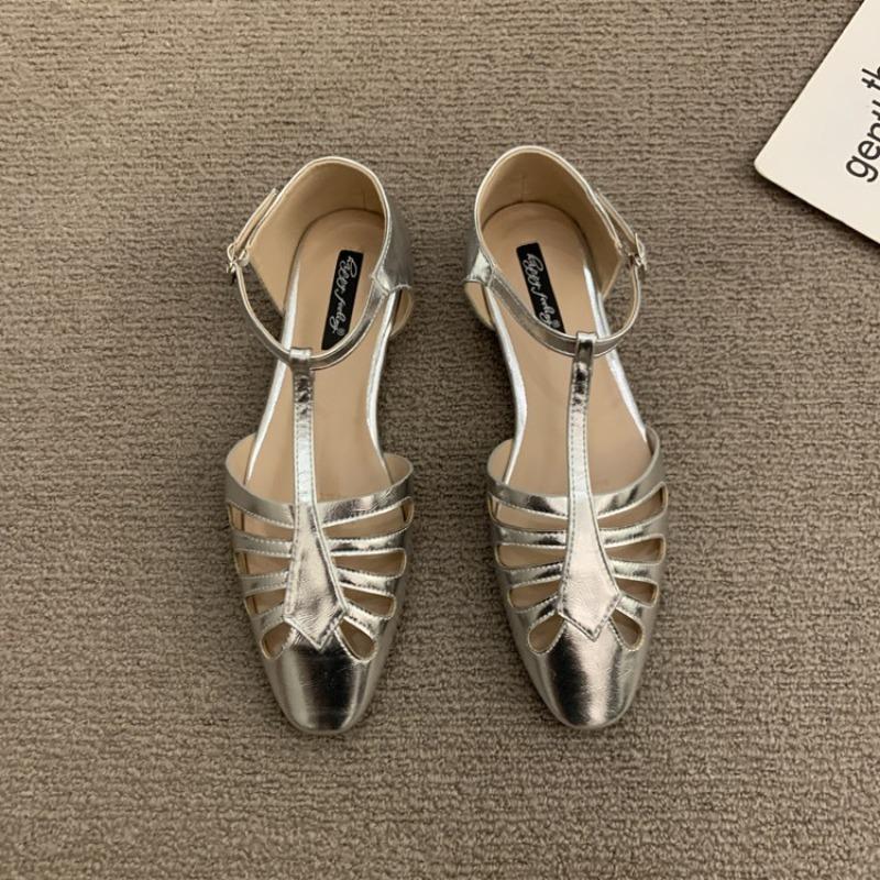 Low Sandals Woman Leather Low-heeled PU Hoof Heels Rome Rubber Fabric Slides Low Sandals Woman Leather Low-heeled Fabric Rome PU