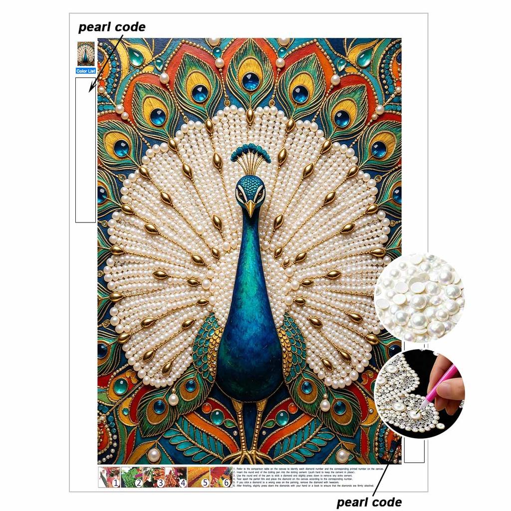 Pearl Art Painting Home Wall Decor Peacock Gemstone Painting Picture Crafts Adult/Beginner Gift Creative Home Decor Unframed Art 130