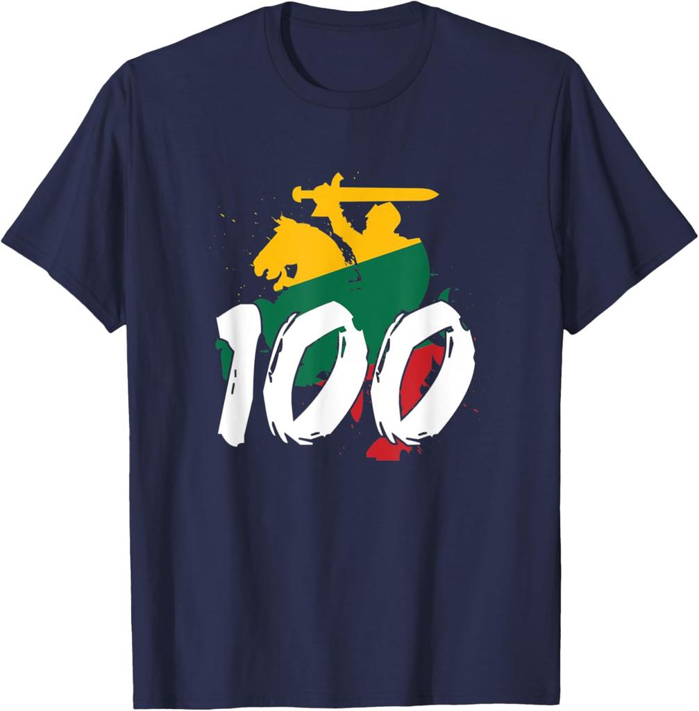 Vytis Lituania 100 Mapa Tricolor Camiseta Gráfica para Hombre Camiseta Casual de Manga Corta